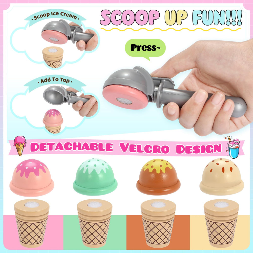 INNOCHEER ice cream cones inviting pretend orders and fine motor play.