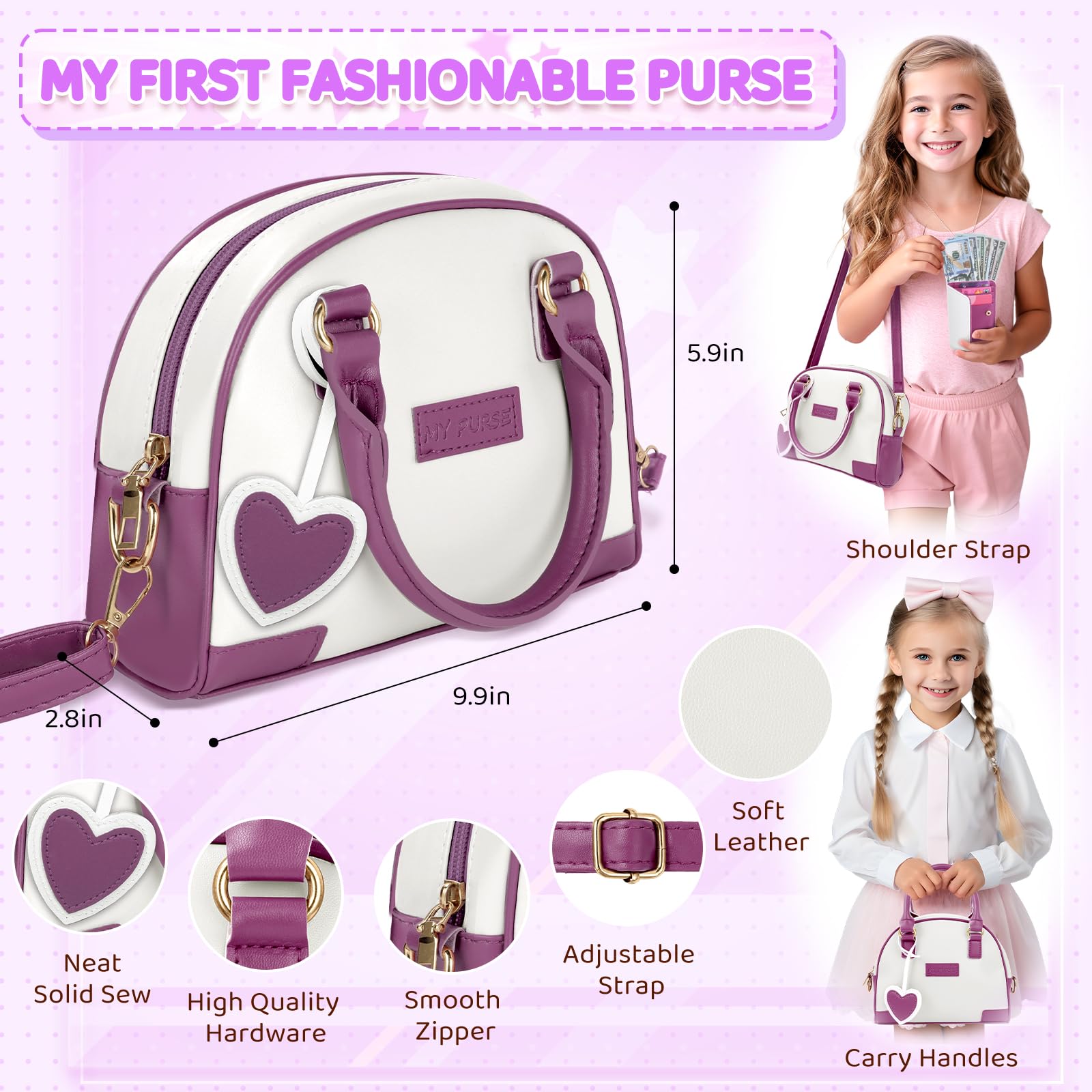 INNOCHEER Little Girls Purse open compartment for pretend storage and accessories