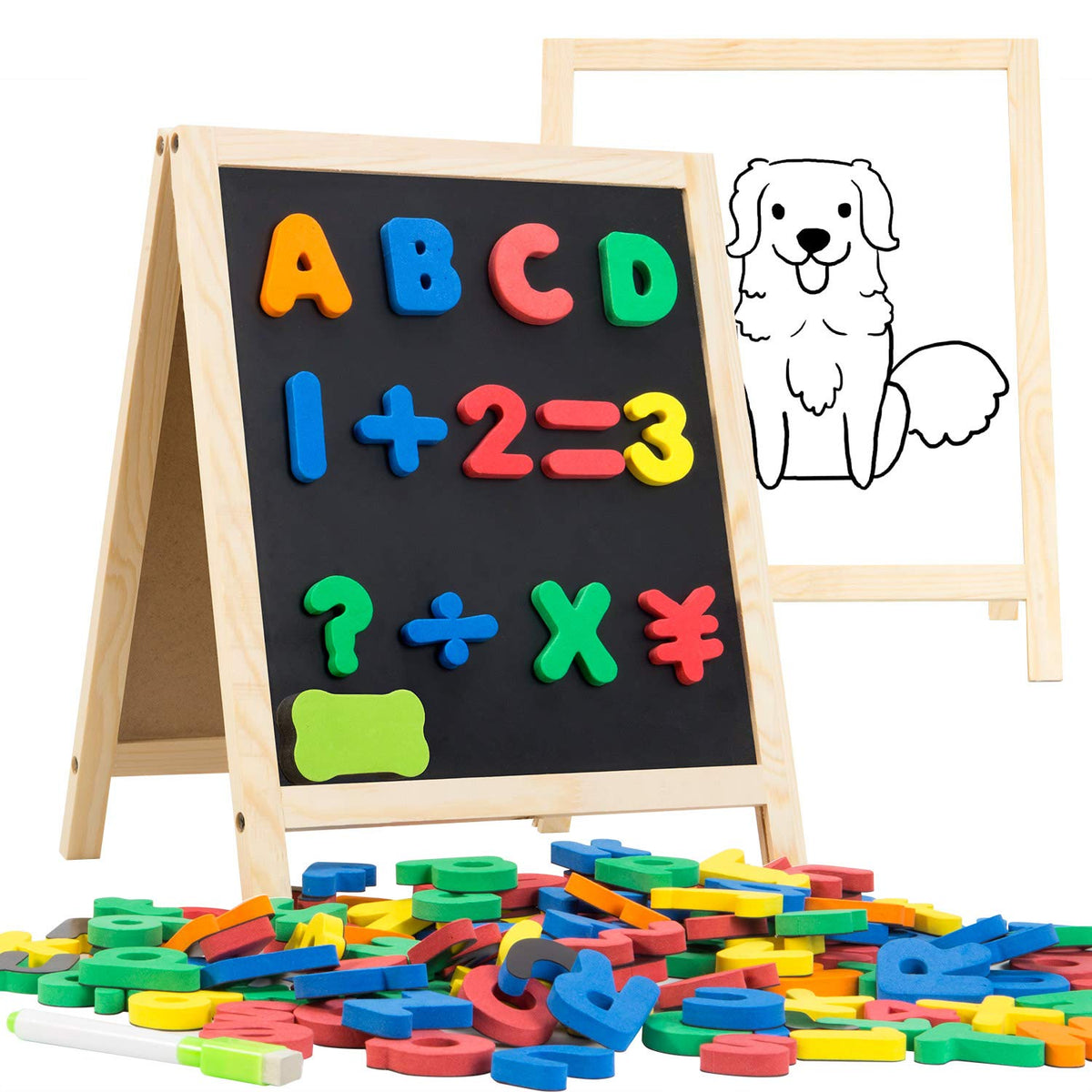 INNOCHEER magnetic letters board front view with colorful magnets for early literacy practice