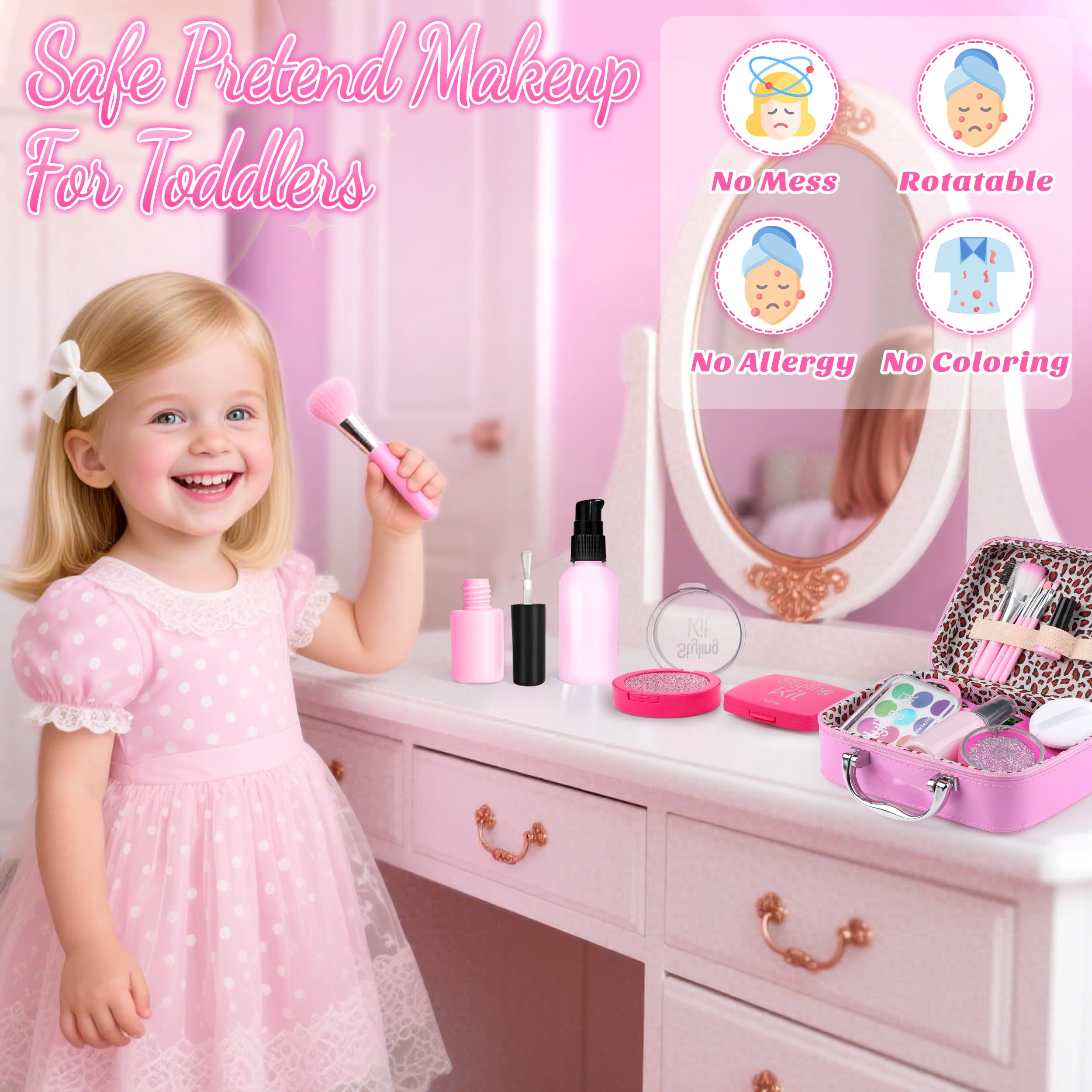 INNOCHEER makeup brushes set designed for little hands and fine motor practice