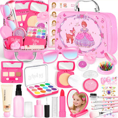 INNOCHEER pretend makeup case for kids, organized storage for play cosmetics and accessories