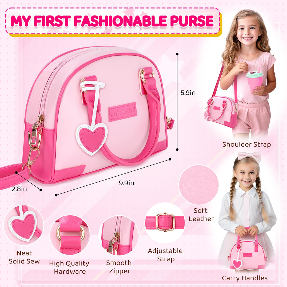 INNOCHEER purse open interior showcasing accessories for pretend shopping