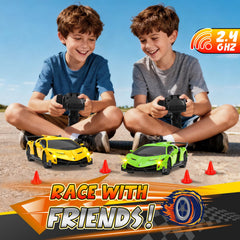 Innofans Lamborghini RC car headlights demonstrate added visibility during night play.