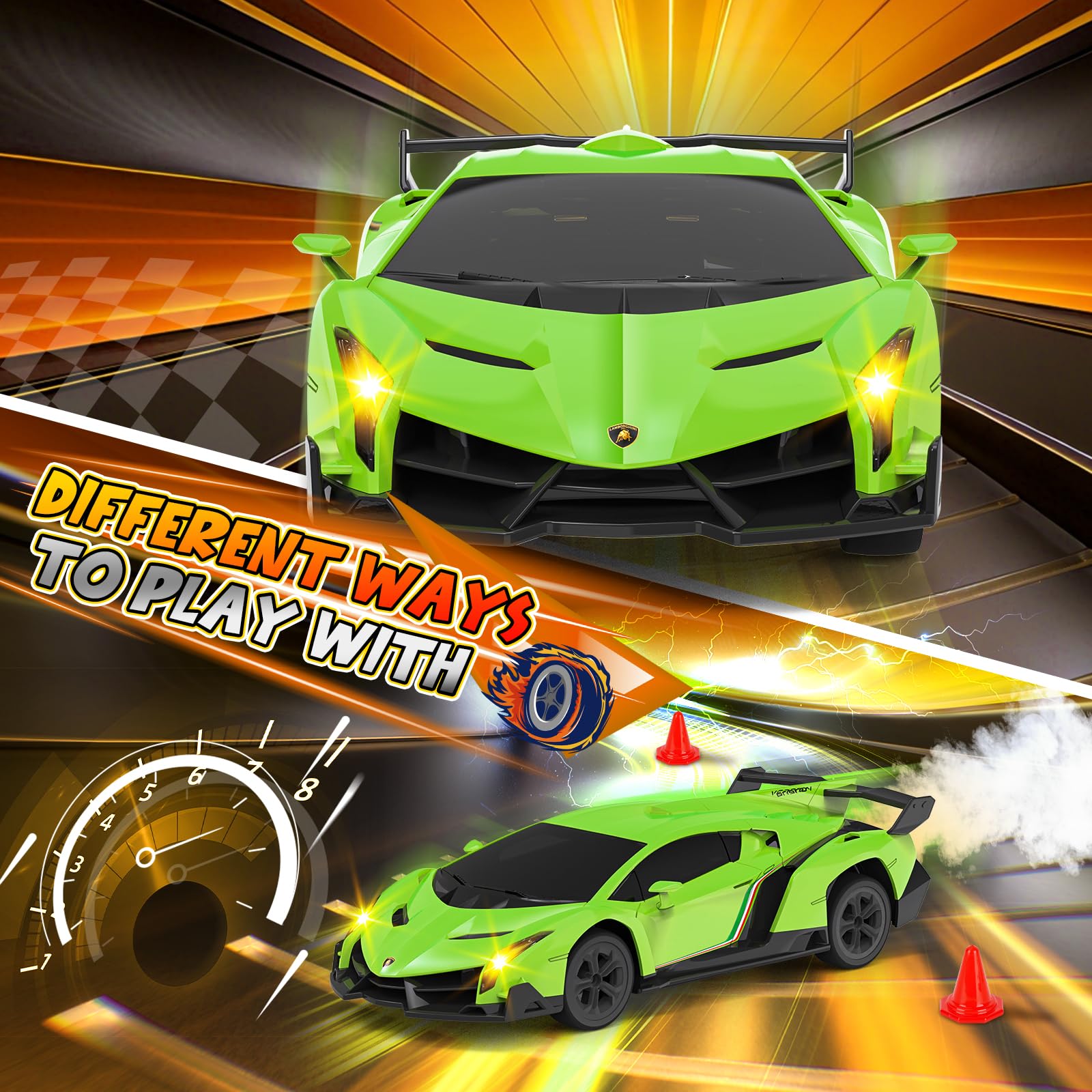 Innofans Lamborghini RC car logo detail reveals authentic branding for collectors.