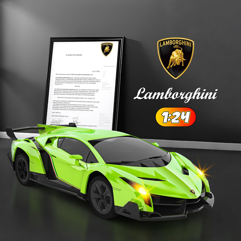 Innofans Lamborghini RC car side view emphasizes sleek lines for dramatic real-life vibes.
