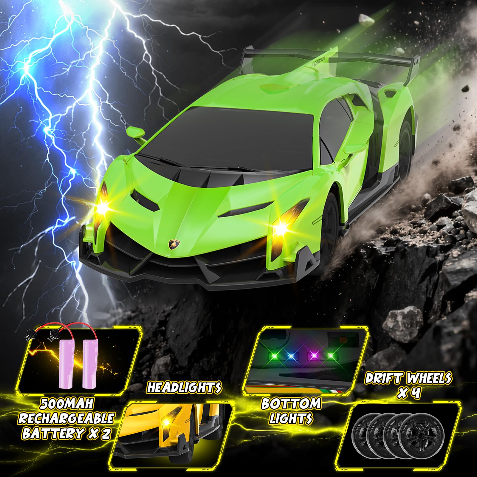 Innofans Lamborghini RC car top view showcases scale accuracy for collectors and fans.