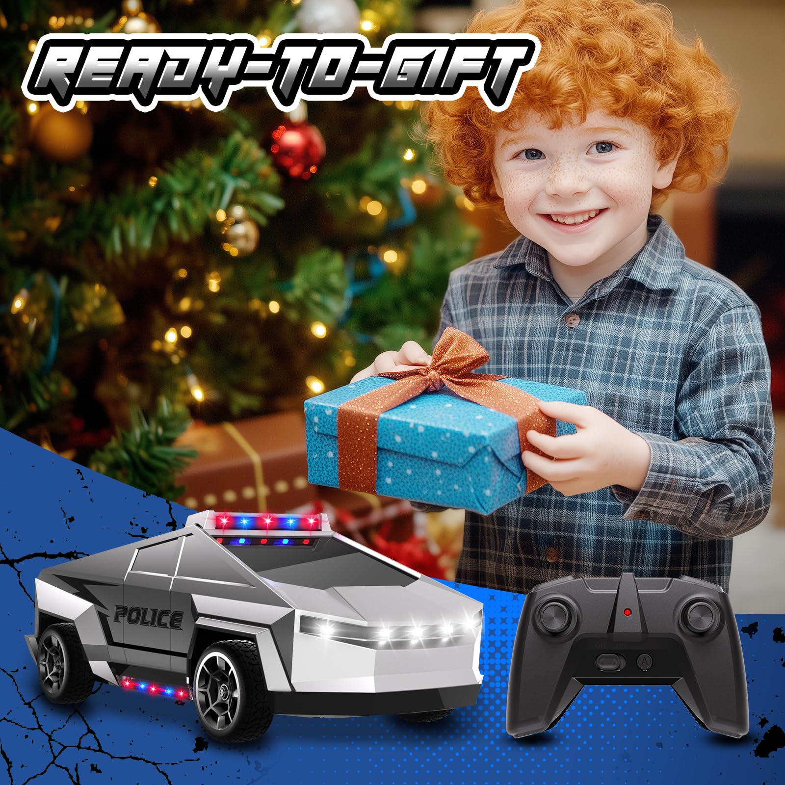 Innofans police car in action on grass showcases versatile outdoor play