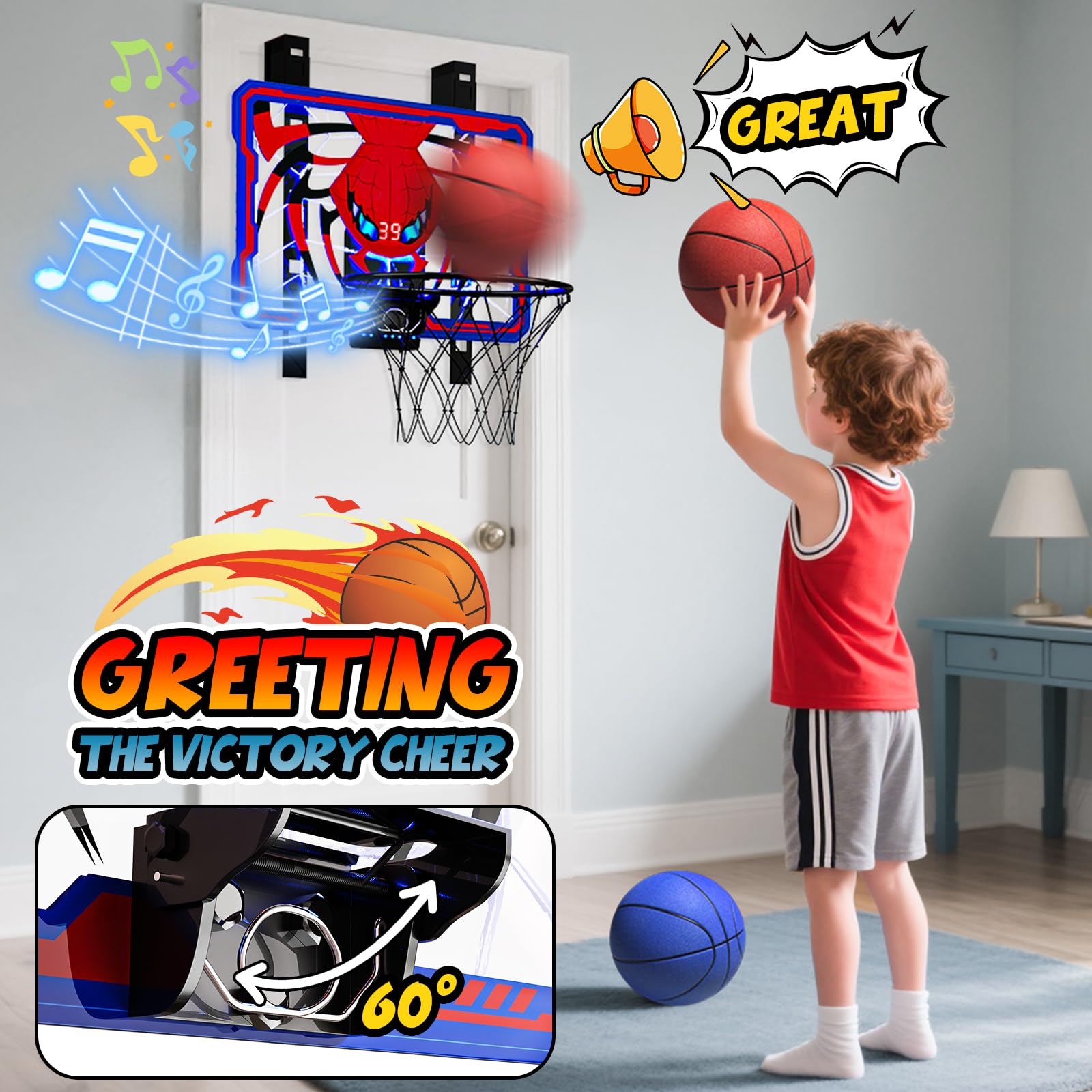 Innofans Spider hoop scoreboard displays live scores for family games