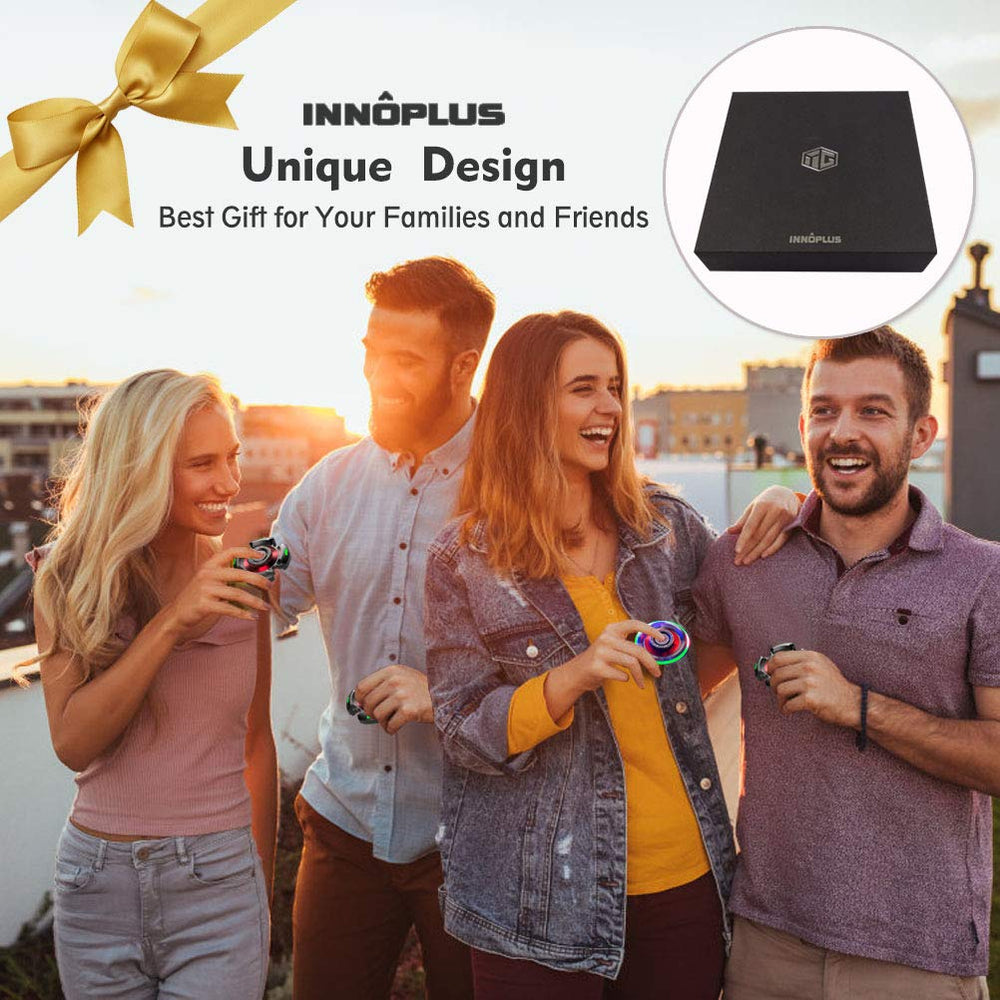 INNÔPLUS fidget spinner highlights sensory light absorption and captivating glow.
