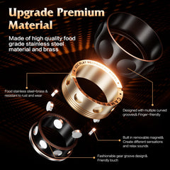 INNÔPLUS Upgrade fidget spinner ring magnet slots close-up for audible or quiet spins depending on magnet usage.
