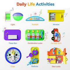 INNOSKY Toddler Busy Board appliances panel invites exploration of daily tasks.