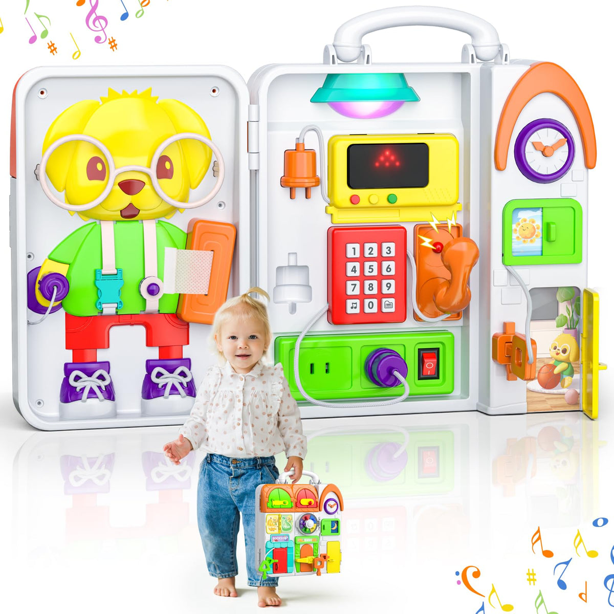 INNOSKY Montessori Busy Board doors and windows boosts fine motor play