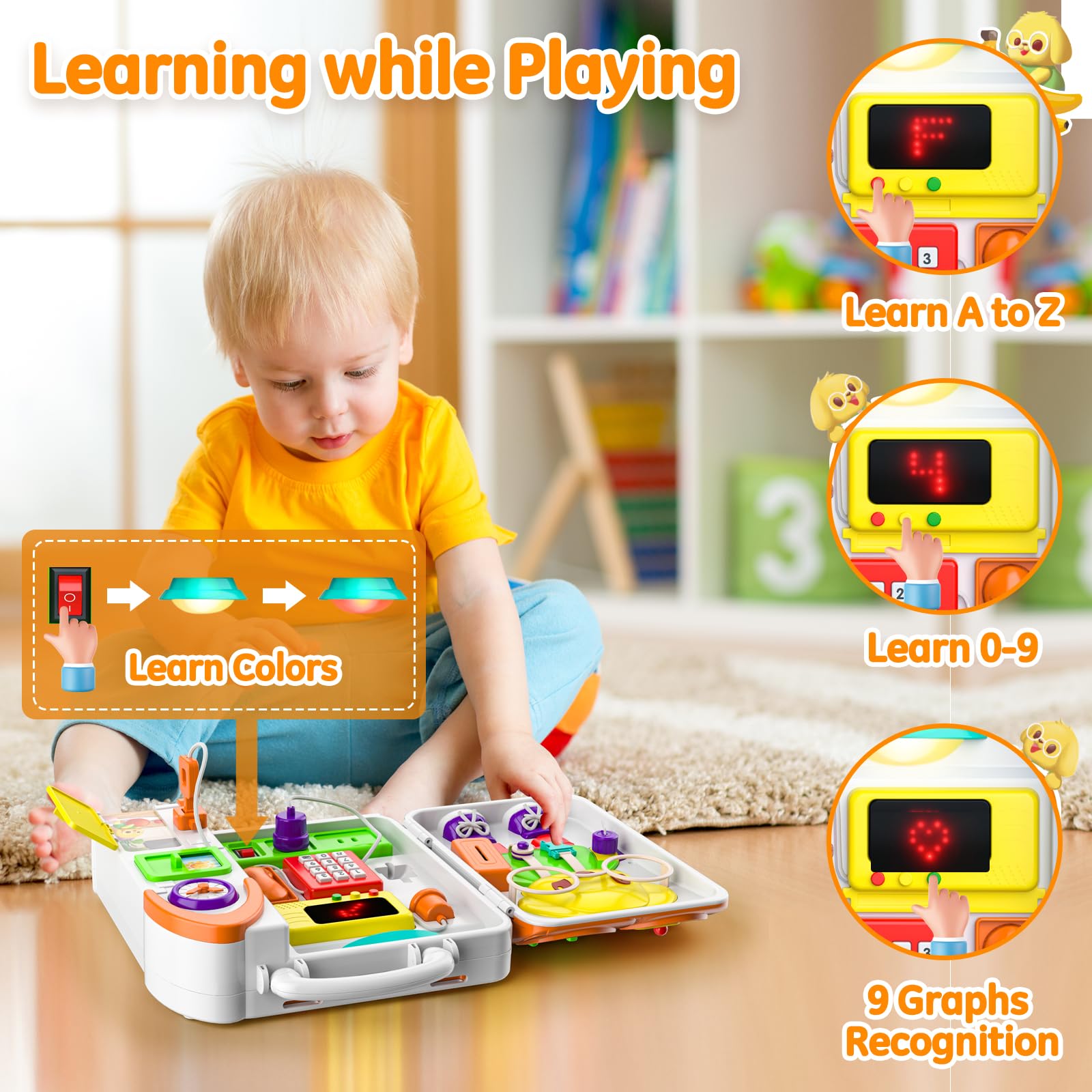 INNOSKY Busy Board socket and tissue box promotes tactile manipulation