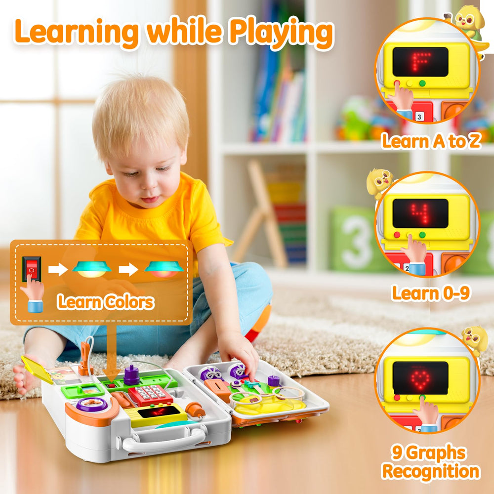 INNOSKY Busy Board socket and tissue box promotes tactile manipulation