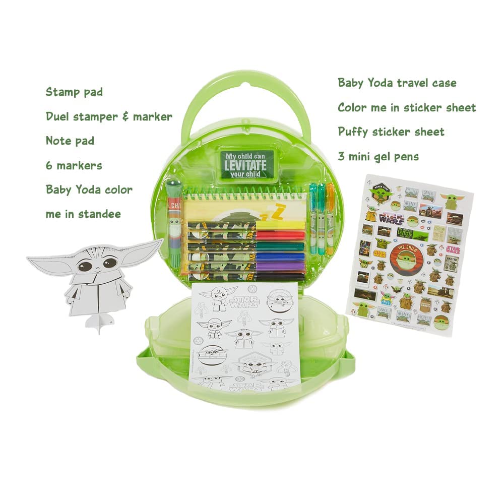 Innovative Designs Baby Yoda coloring set with markers for on-the-go creative fun.