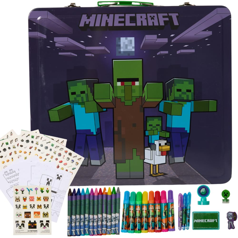 Innovative Designs Minecraft deluxe activity set tin for organized art on the go.