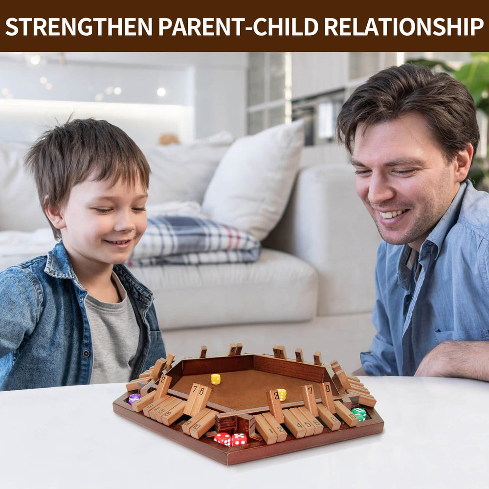 INNOVJOPRO Shut The Box wooden panel demonstrates durable, smooth play surface.