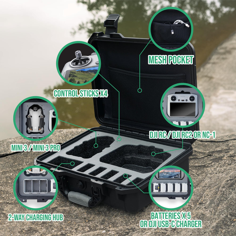 INNVO drone case open lid for organized interior and easy access.