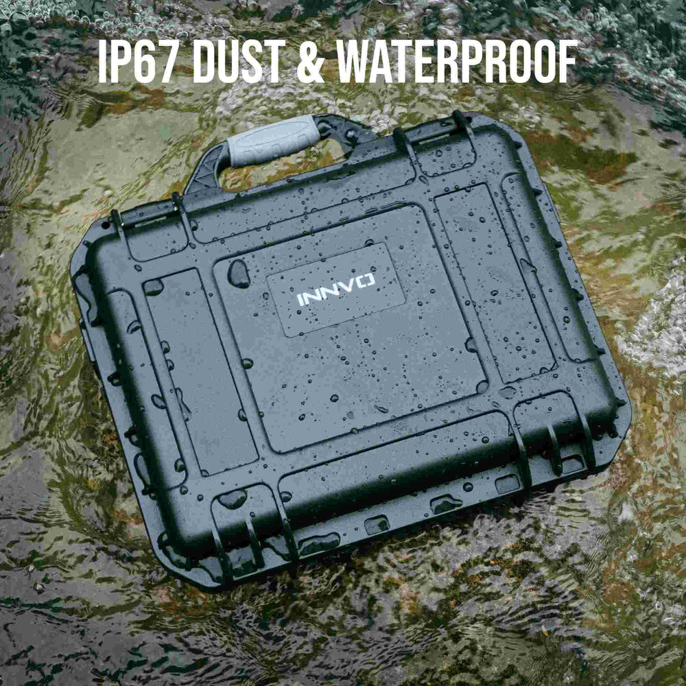 INNVO case side view highlights rugged edges and portability.