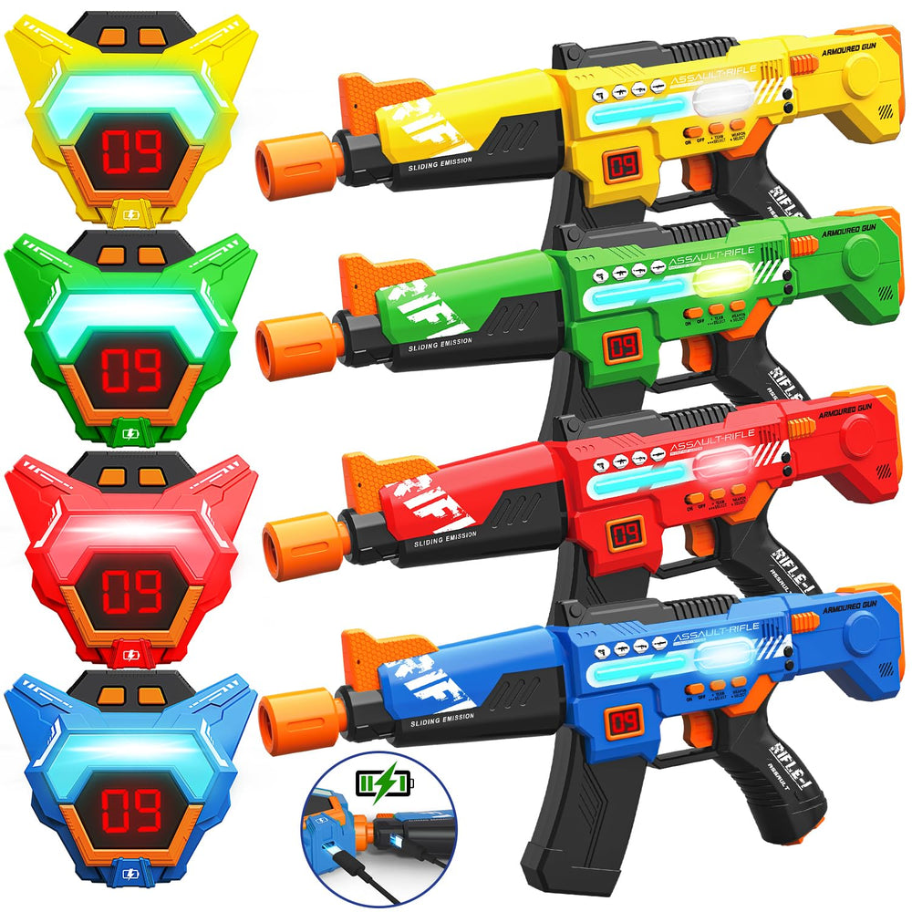 Inodoo rechargeable laser tag guns set in action for family play