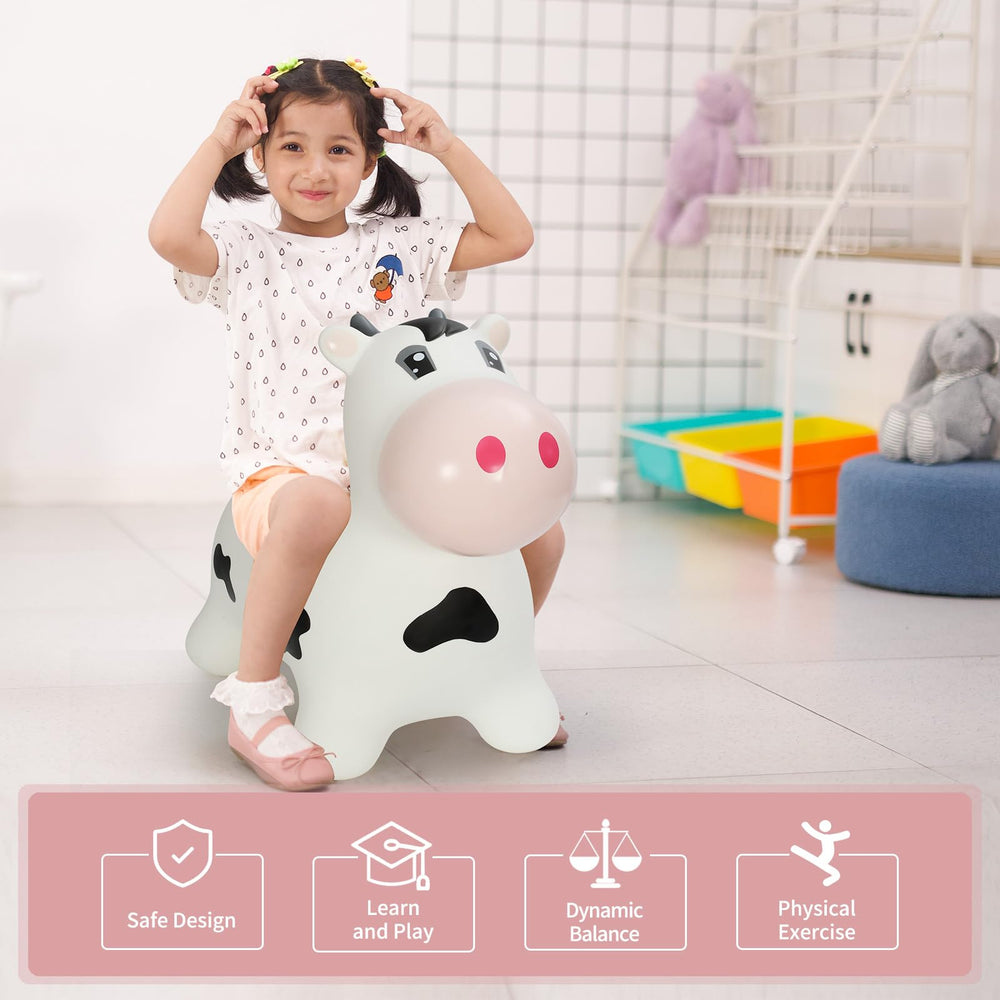INPANY Bouncy Cow outdoor usage in a sunny yard supports active fun.