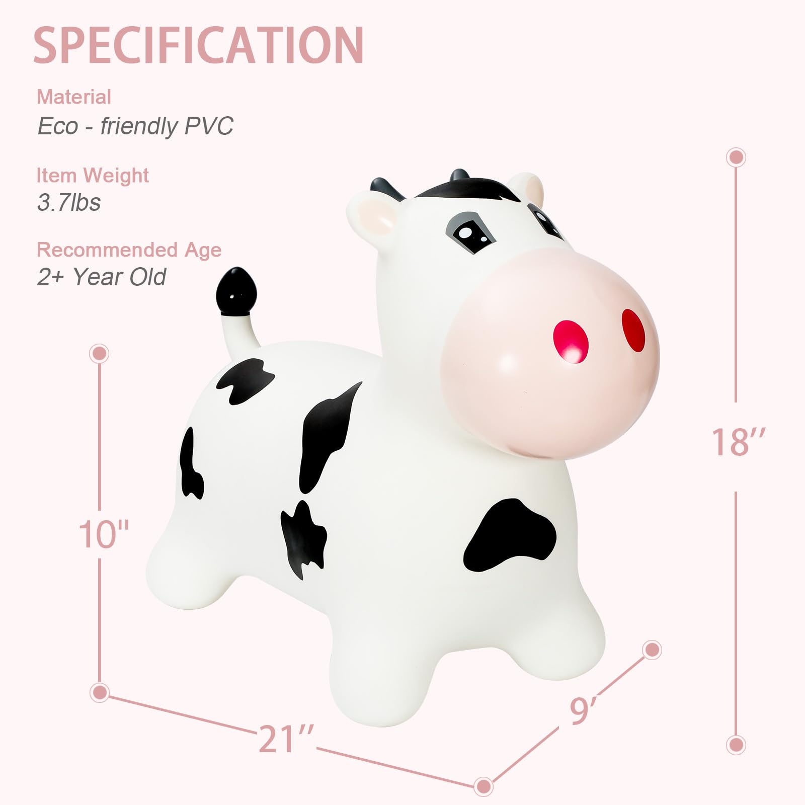INPANY Bouncy Cow side view highlights durable materials for energetic sessions.