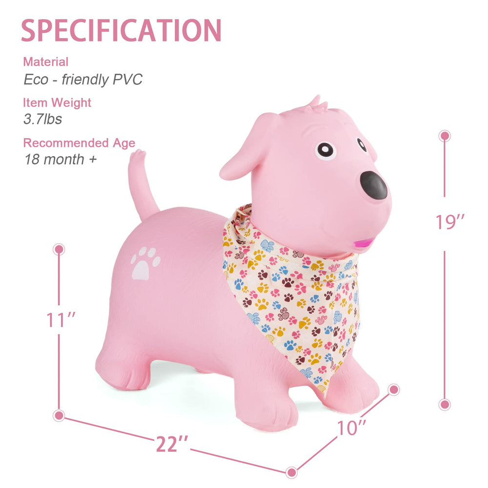 INPANY bouncy dog hopper side view shows durable kid-friendly design for indoor use