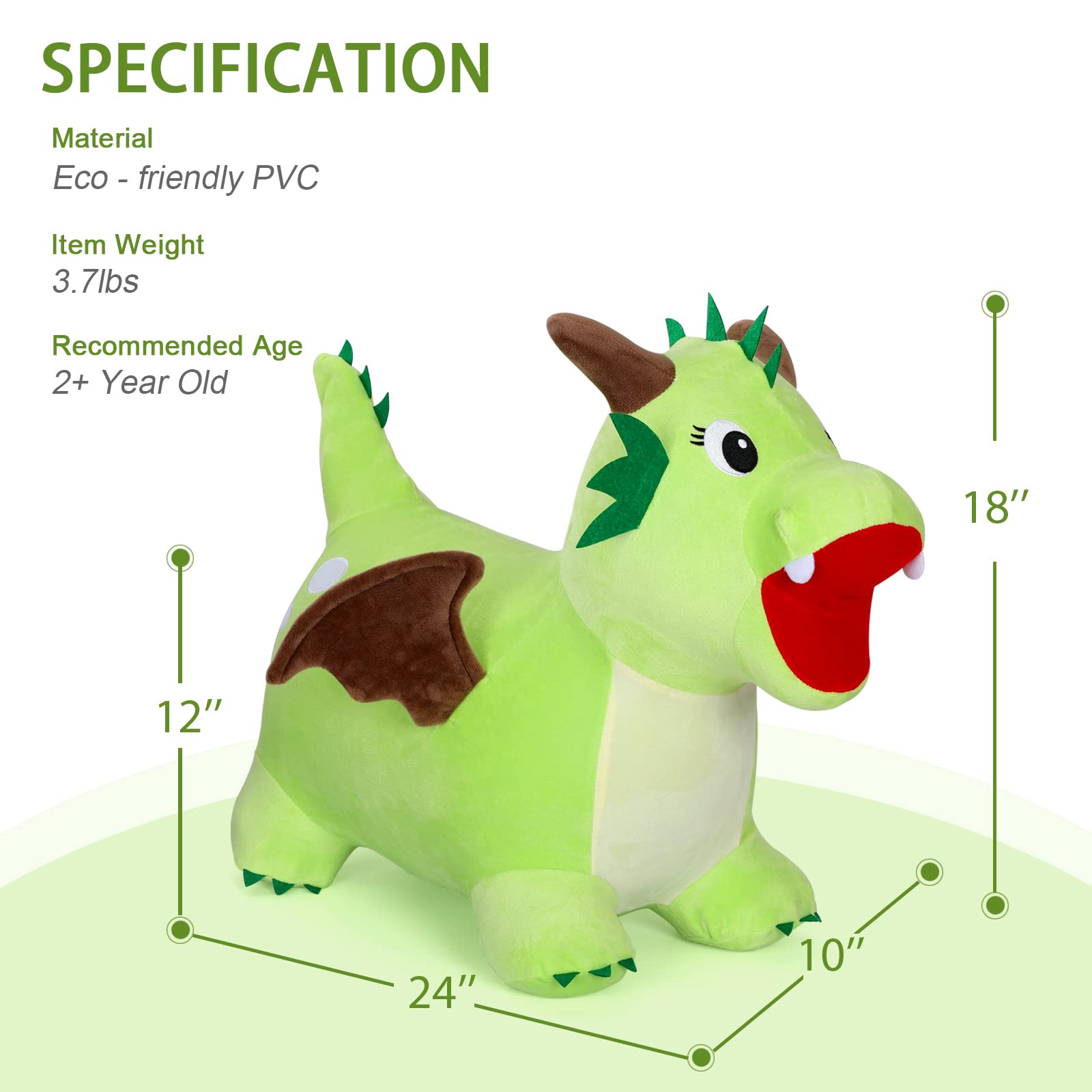 INPANY Bouncy Dragon Hopper during inflation demonstrates quick setup and durable construction