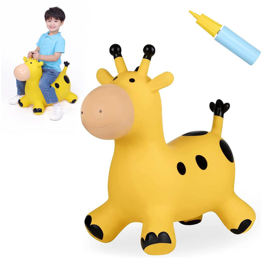 INPANY bouncy horse giraffe hopper front view promotes active outdoor fun.