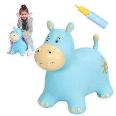 INPANY Bouncy Horse hippo hopper front view, kid-friendly ride-on for indoor play