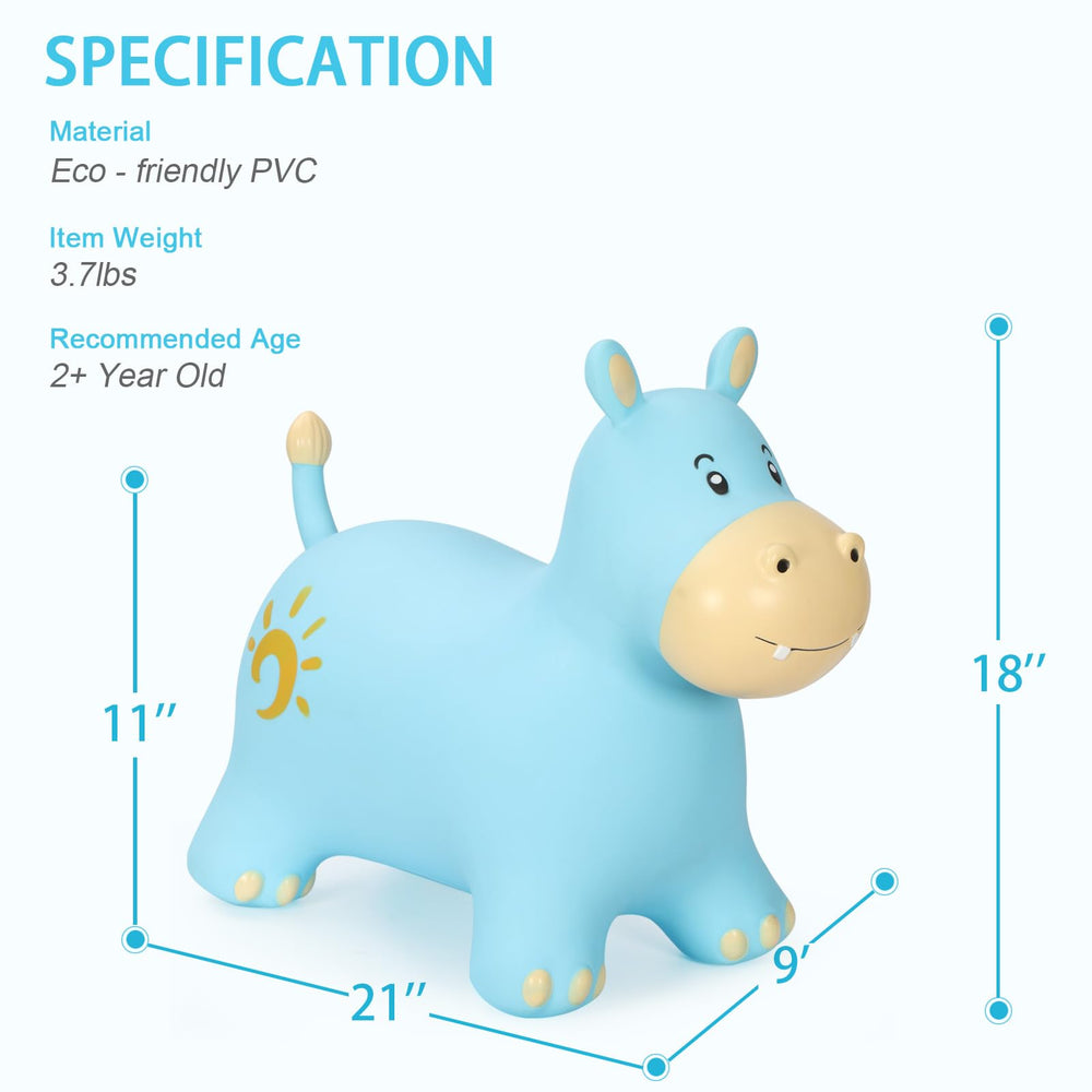 INPANY hippo hopper side view, durable soft materials for safe bouncing