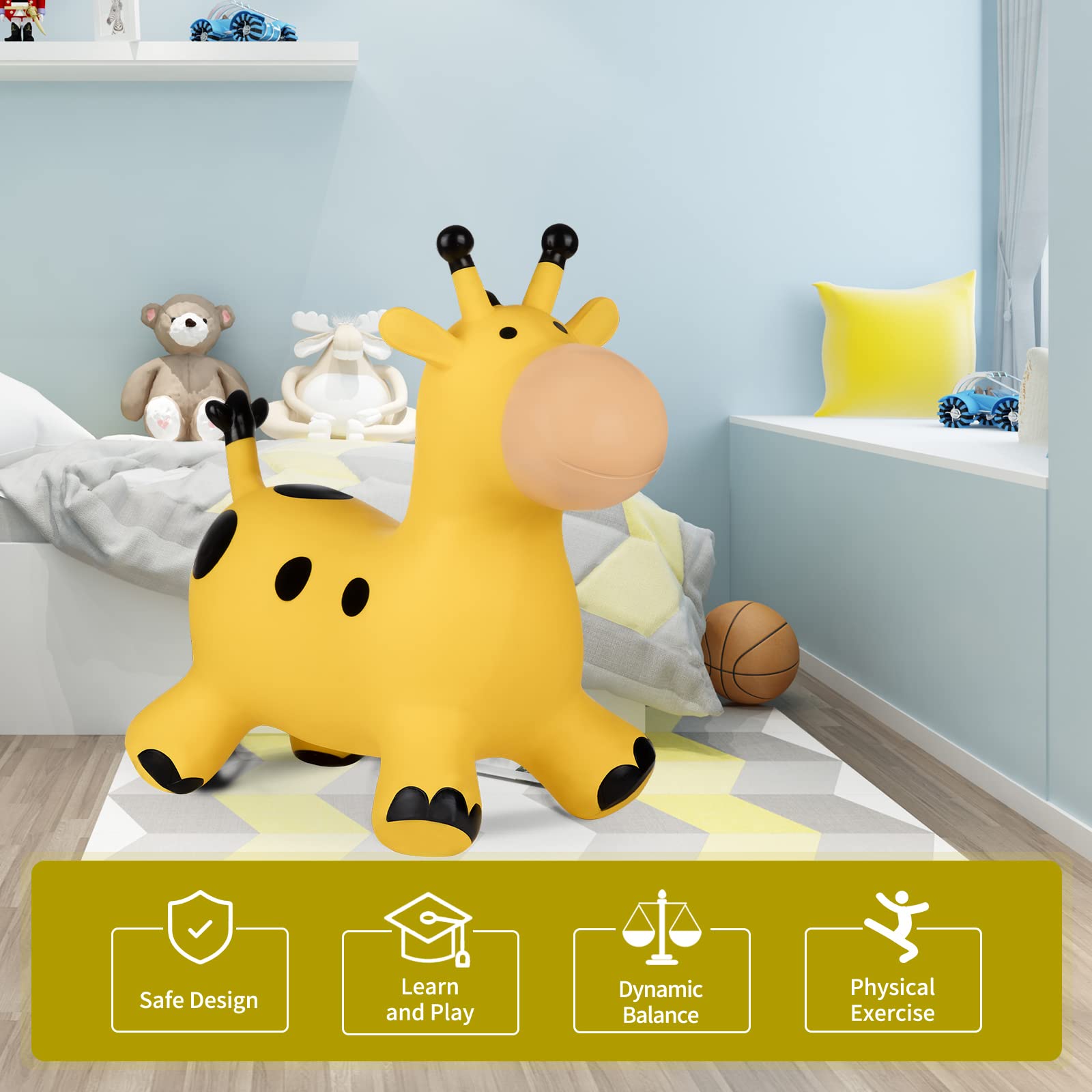 INPANY bouncy horse kid playing indoor encourages imaginative play.