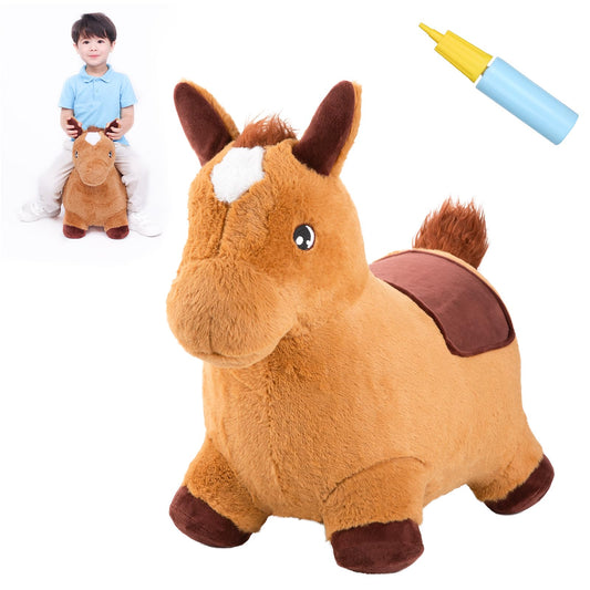 INPANY bouncy horse plush cover shows soft fabric for gentle toddler play.