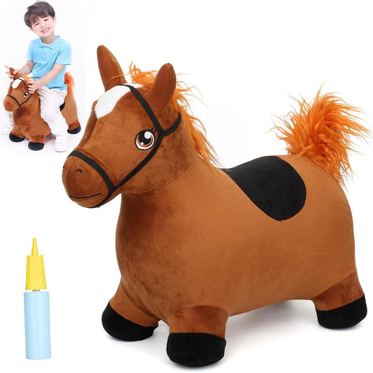 INPANY bouncy-horse toy with soft plush cover for cuddly play and gentle rides