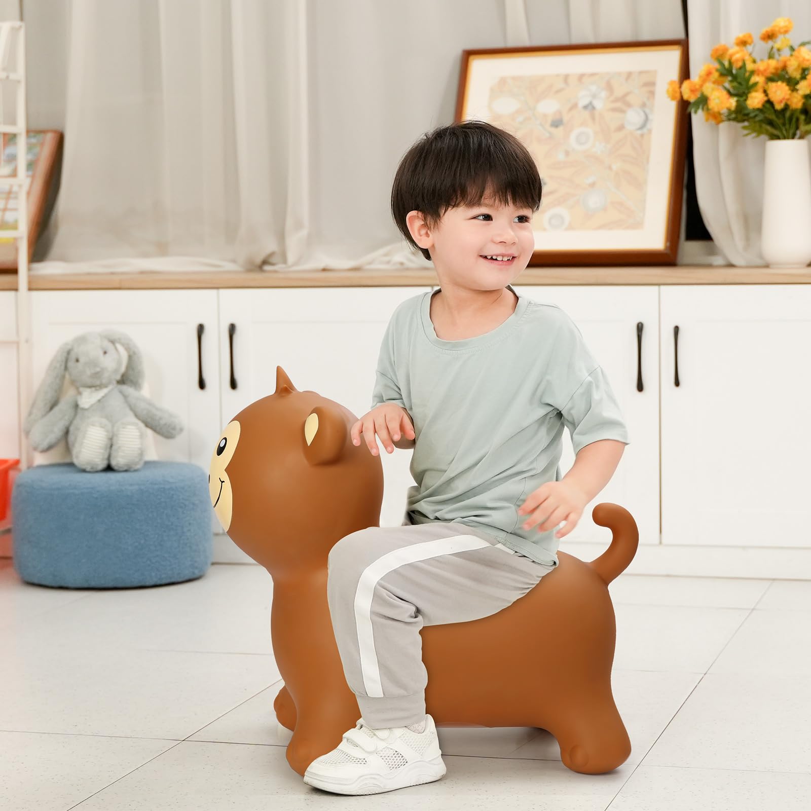 INPANY bouncy monkey hopper durable-material emphasizes long-lasting fun during playtime