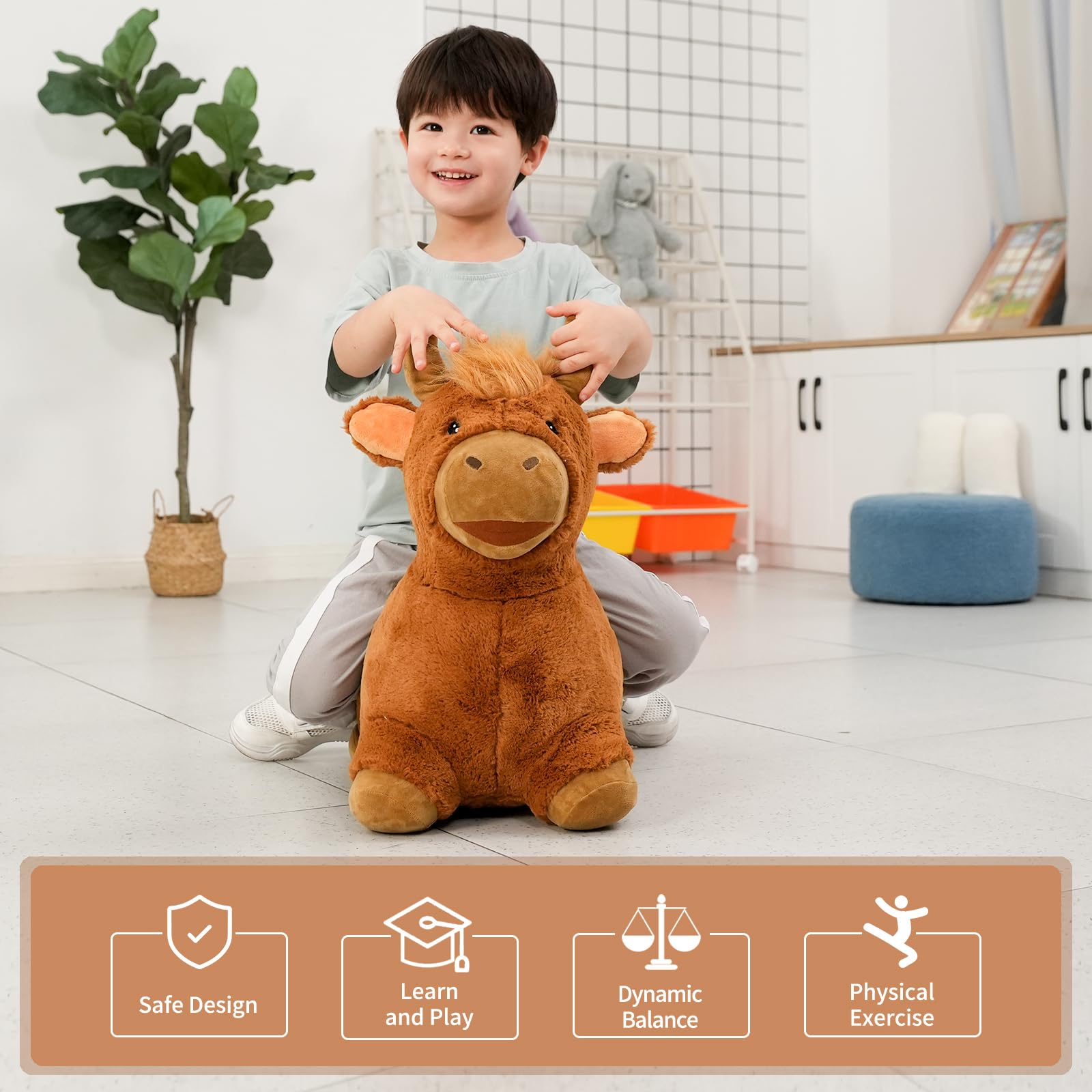 INPANY Bull hopper durable shell protects little riders during play.