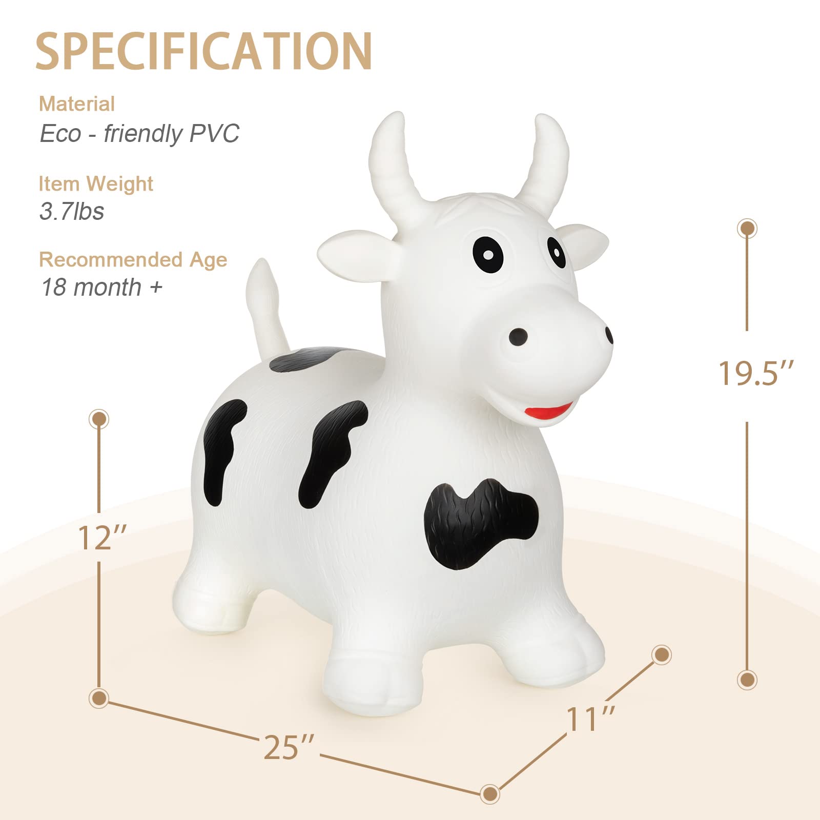 INPANY inflatable cow hopper inflated belly close-up reveals durable, safe materials.