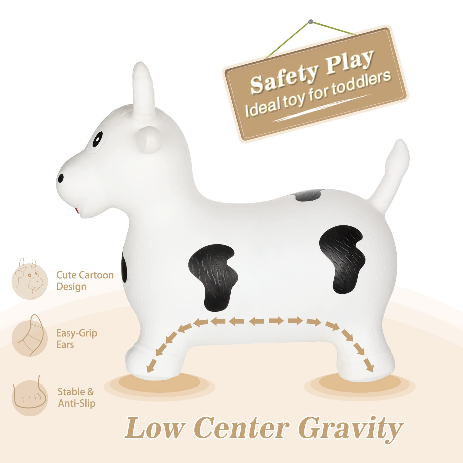 INPANY cow hopper side view highlights balance and coordination during fun sessions.