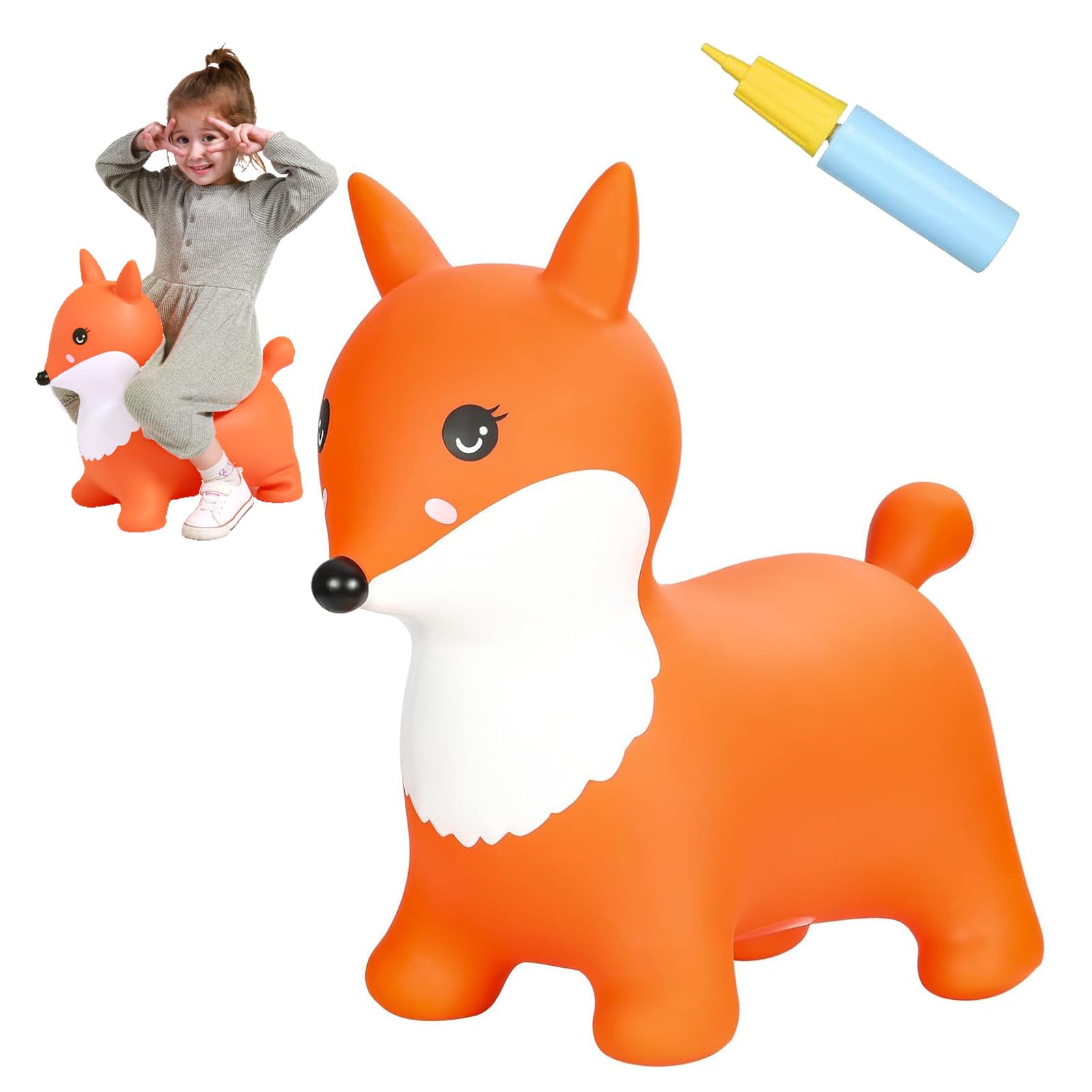 INPANY Fox Bouncy Horse Hopper toy with bright eyes for active play and balance.
