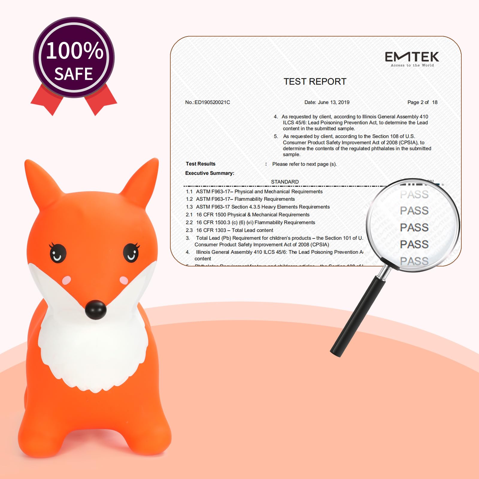 INPANY Indoor-outdoor fox hopper suitable for classrooms, playrooms, or backyards.