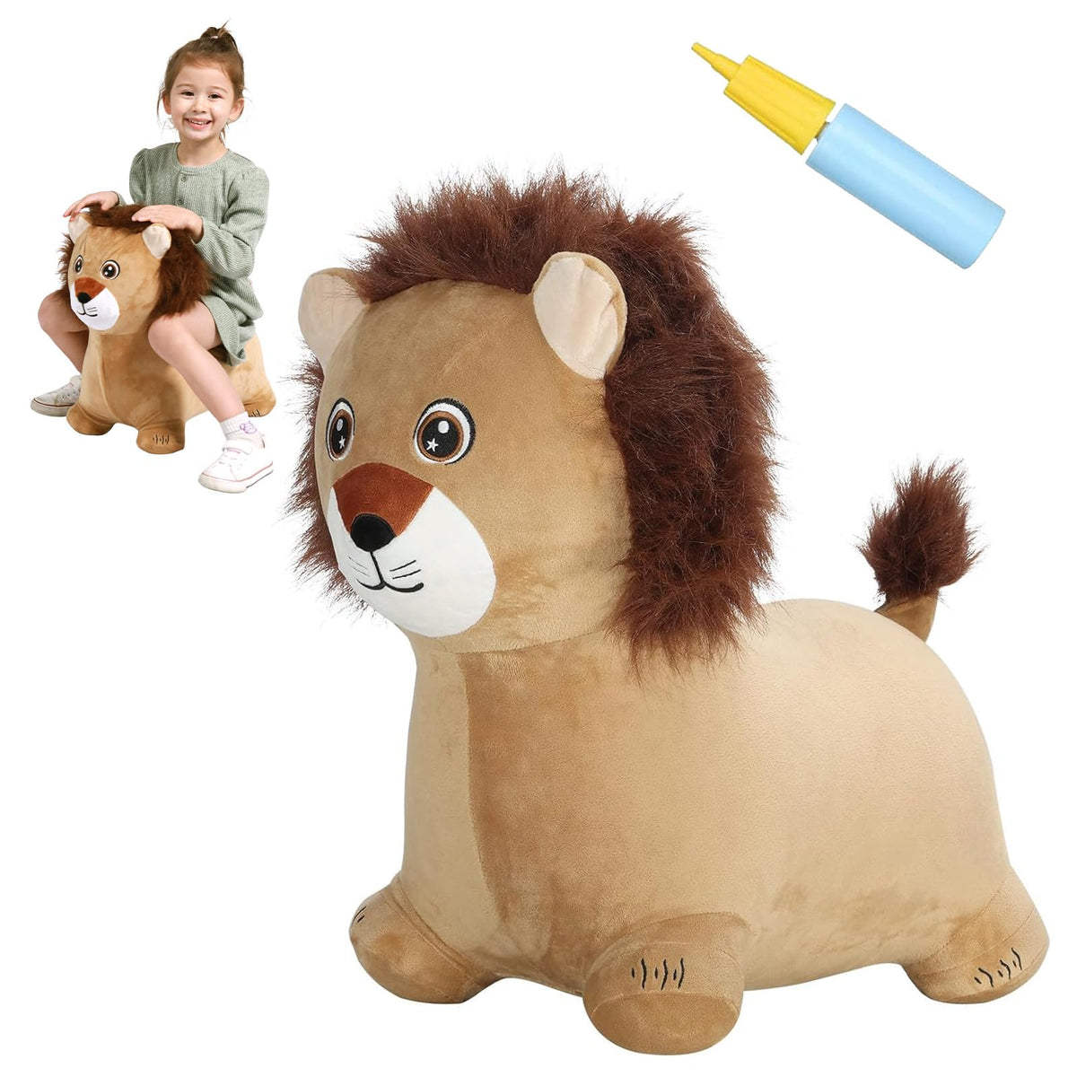 INPANY Lion Hopper face detail with friendly expression for imaginative play.