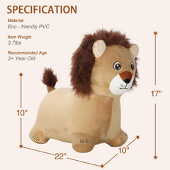 INPANY Lion Hopper mane close-up, soft plush texture for toddlers.