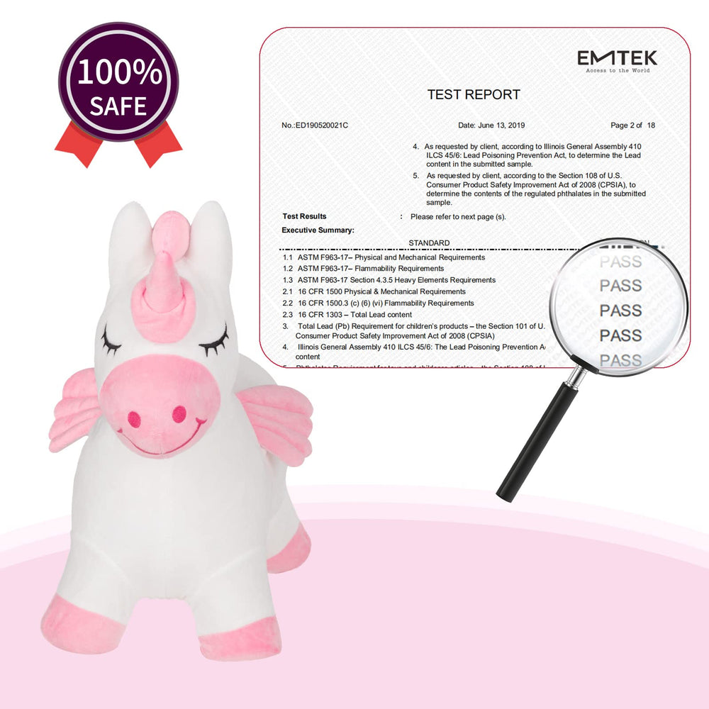 INPANY Unicorn Bouncy Horse child playing, promoting active balance and coordination.