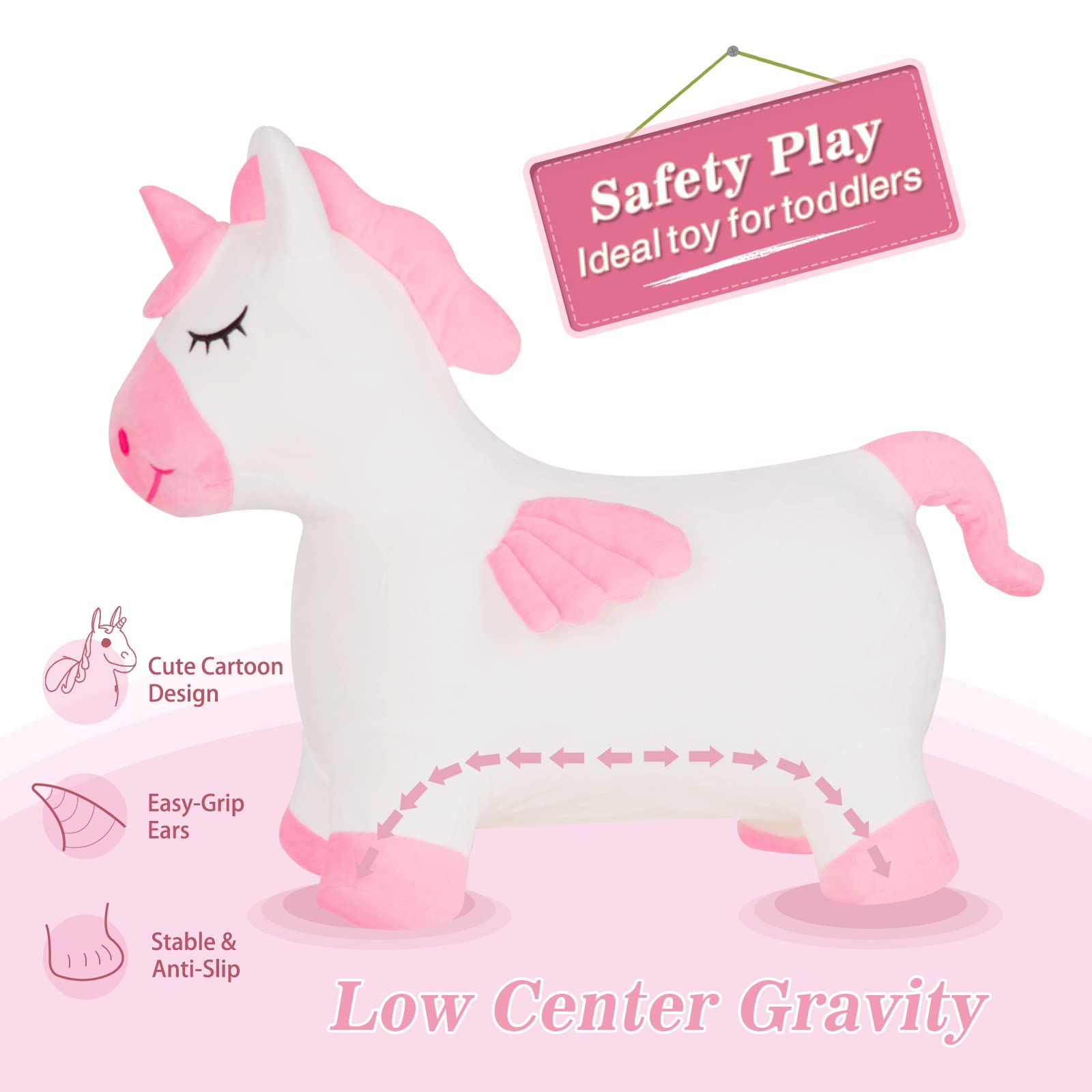INPANY Unicorn Bouncy Horse inflation process, simple setup for quick joy.