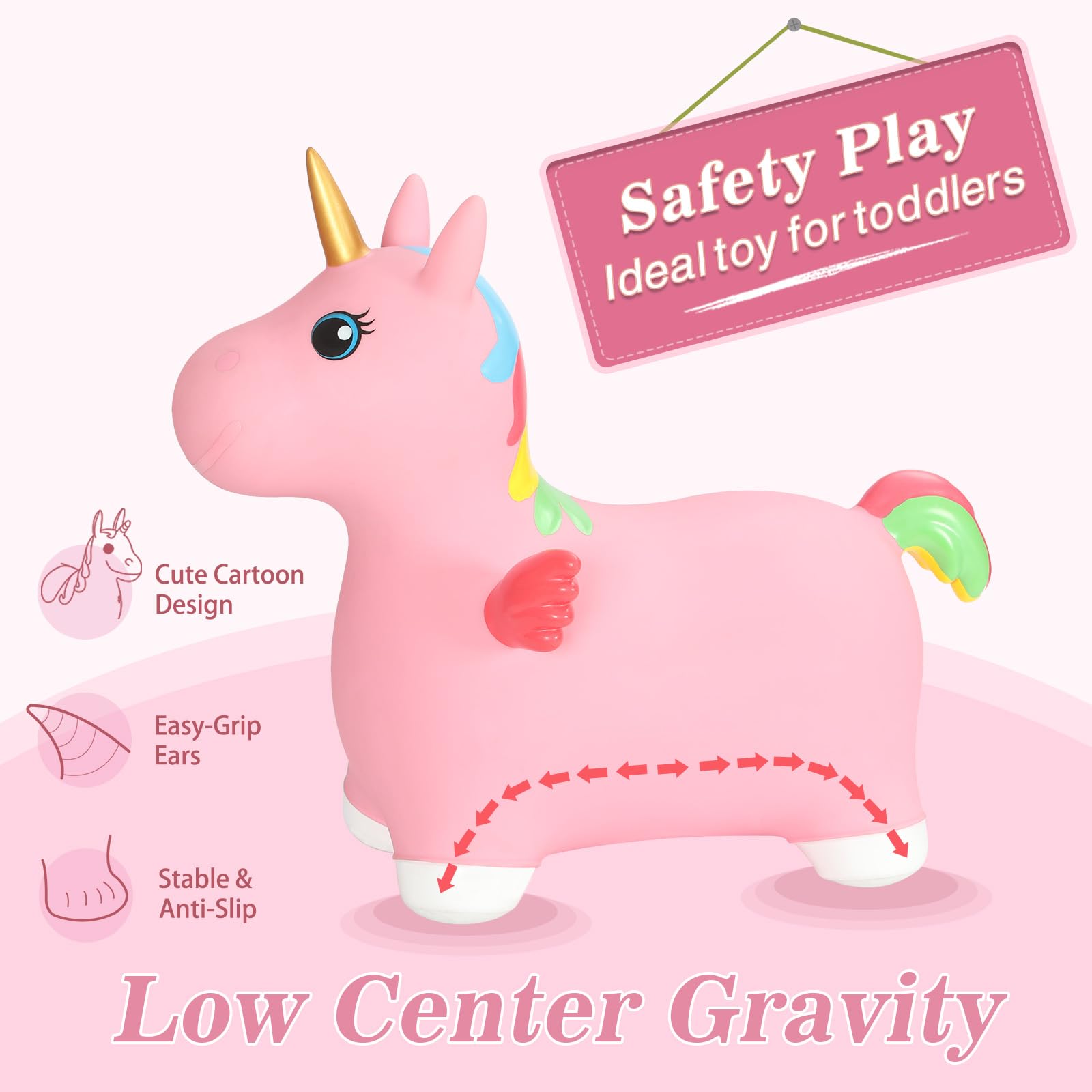 INPANY Unicorn Bouncy Horse inflation: easy setup with the valve and pump