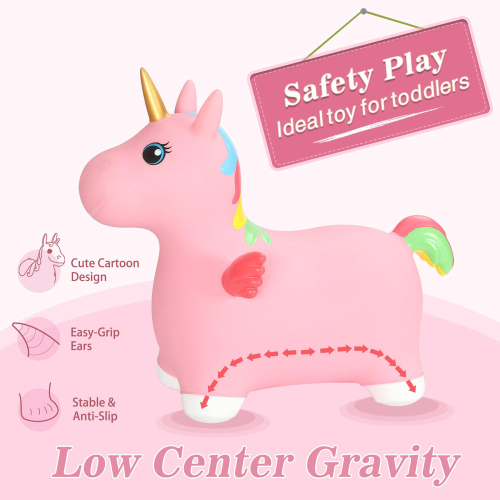 INPANY Unicorn Bouncy Horse inflation: easy setup with the valve and pump