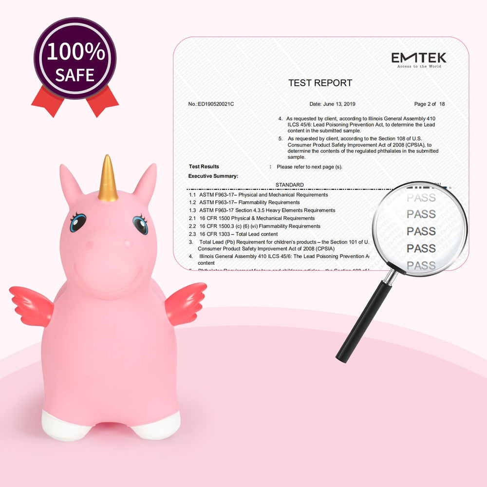 INPANY Unicorn Bouncy Horse packaging: gift-ready box for birthdays