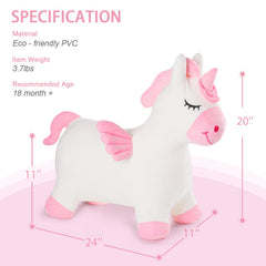 INPANY Unicorn Bouncy Horse top view, compact setup for easy storage.