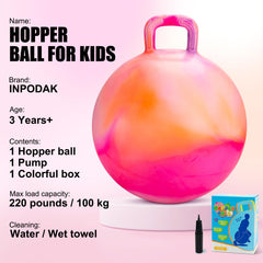 INPODAK Hopper Ball with pump and box for quick, easy setup.