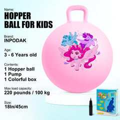 INPODAK unicorn hopper ball image showing vibrant colors for imaginative play.